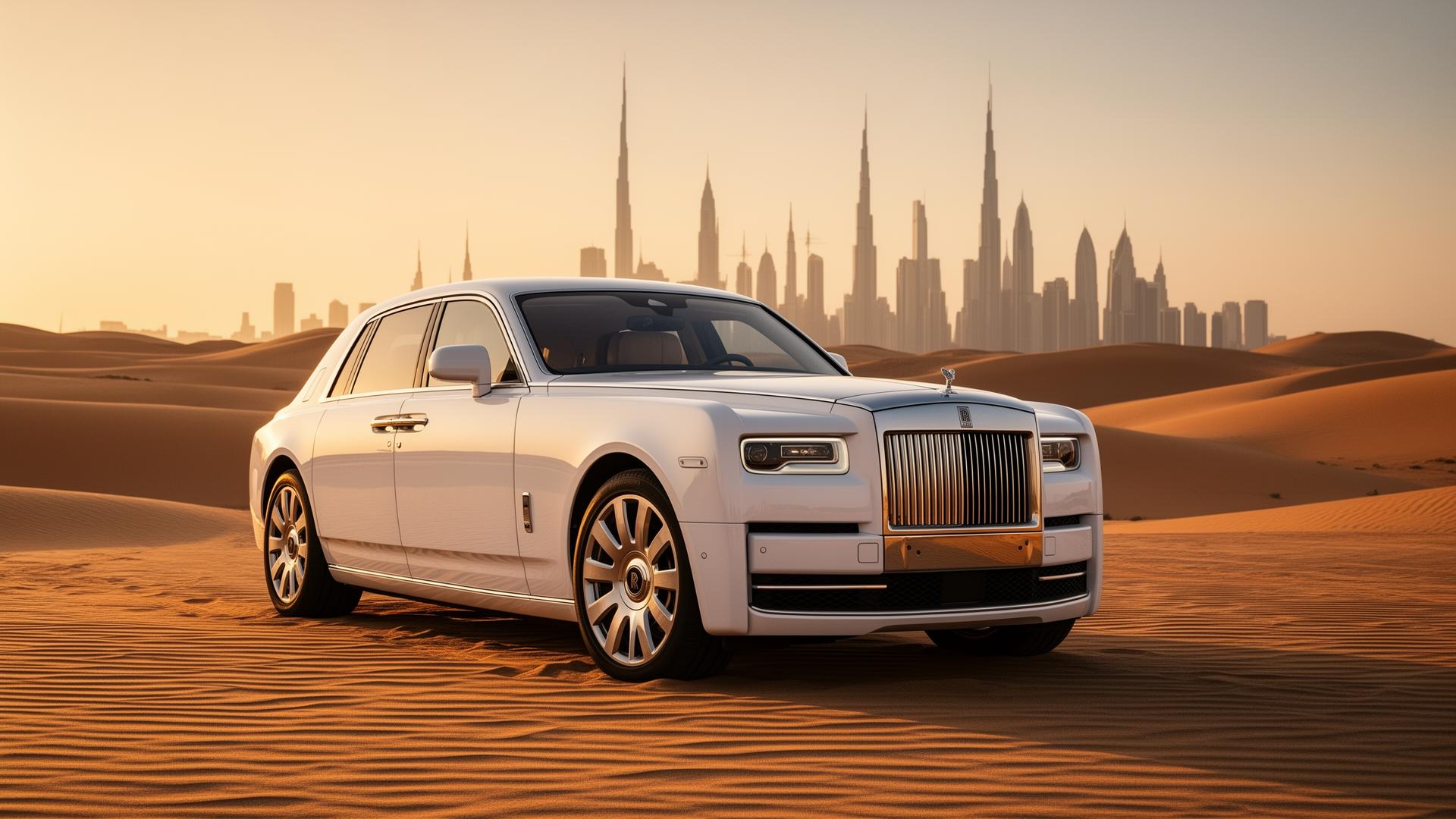 Soft luxury car and desert background